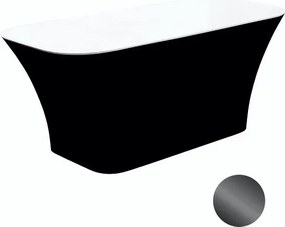 Besco Voľne stojaca vaňa z liateho mramoru Assos BW 160x70 BESCO-Typ výpuste: Click-Clack s vrchným čistením, grafit, BESCO-Rozmery: 160x70, BESCO-Fa…