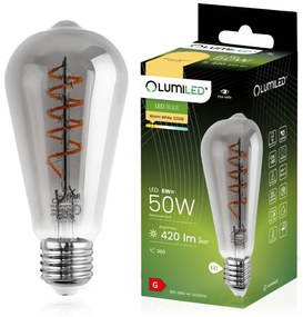 EDISON E27 ST64 6W = 50W 420lm 2200K Warm 360° Filament LUMILED Smokey LED žiarovka