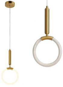Toolight Toolight, LED závesné svietidlo 20x40cm, 12W, 3000K, LHJ058-CP1, zlatá matná, OSW-50028