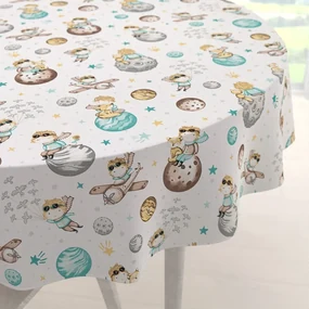 Biante Detský bavlnený okrúhly obrus Sandra SA-561 Malý princ na bielom Ø 70 cm