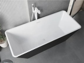 Mexen Tava, voľne stojaca ryhovaná vaňa 170 x 75 cm, biela-čierna, biely prepad, 52851707575-20