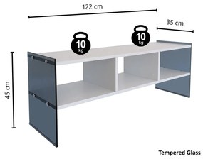TV stolík/skrinka Vamebo 7 (biela + dymová) . Vlastná spoľahlivá doprava až k Vám domov. 1095481