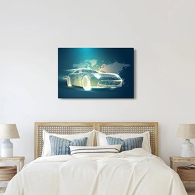 Obraz auta z geometrických tvarov (90x60 cm)