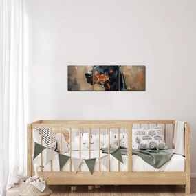 Obraz - Portrét Dobermana (s hodinami) (90x30 cm)