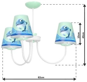 Detský luster na tyči DOLPHIN 3xE14/40W/230V