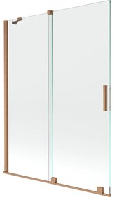 Mexen Velar, 2-krídlová posuvná vaňová zástena 130 x 150 cm, 8mm číre sklo, medená matná, 896-130-000-01-65