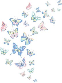 Nálepka na stenu s motýľmi v krásnych pastelových farbách 114 x 150 cm