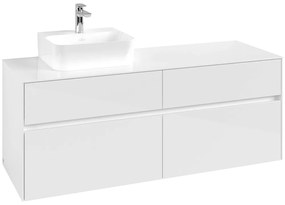 VILLEROY &amp; BOCH Collaro závesná skrinka pod umývadlo na dosku (umývadlo vľavo), 4 zásuvky, 1400 x 500 x 548 mm, Glossy White, C10100DH