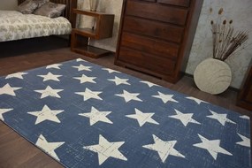 styldomova Modrý koberec scandi 18209/091 hviezdy