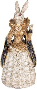 Dekorácia králik zámocká pani so zlatým ligotom - 11*10*24 cm