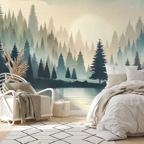 Samolepiaca tapeta zahmlený lesný súmrak