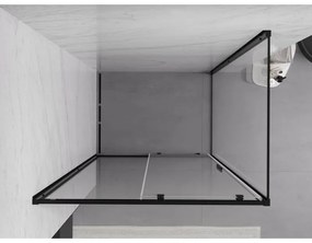 Mexen Exo, sprchovací kút s posuvnými dverami 130 x 100 cm, 6mm číre sklo, čierny profil, 8151-130-100-70-00