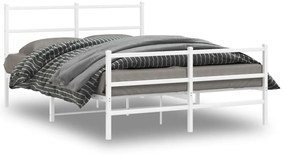 Kovový rám postele s predným a zadným čelom biely 140x190 cm 355432