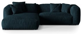 Tmavomodrá zamatová modulárna rohová pohovka (ľavý roh/s leňoškou) Martina – Micadoni
