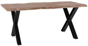 Jedálenský stôl z akáciového dreva 180 x 95 cm svetlé drevo/čierna BROOKE Beliani