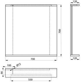 Aqualine Aqualine, KORIN STRIP zrkadlo s LED osvetlením 70x70x12cm, KO380S