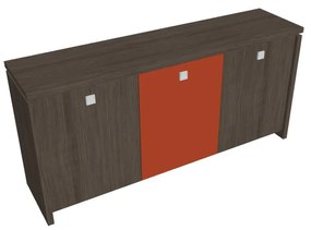 Nízka skriňa Verno 188 x 46 x 90 cm, kombinované dvere, dub antracit / oranžová