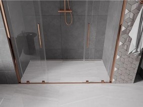 Mexen Velar Duo, posuvné dvere do otvoru 200x200 cm, 8mm číre sklo, ružové zlato, 871-200-000-02-60