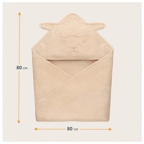 Lionelo - Detská osuška s kapucňou MUSLIN HOODED TOWEL Béžová (Sand)