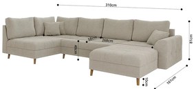 Béžová rohová pohovka z textílie bouclé (pravý roh/do "U") Ariella – Ropez