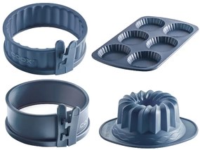 Coox Forma na koláč + Forma na bábovku + Miniforma na tortu so skleným dnom + Forma na tartalette, modrosivá  (800011881)