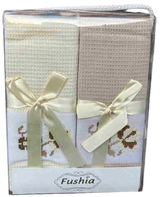 6-dielna sada vaflových utierok Flowers beige