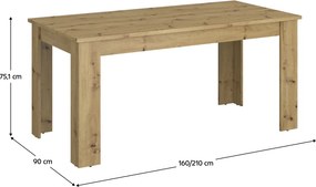 Rozkladací jedálenský stôl 160 IRON (dub artisan) (pre 6-8 osôb). Vlastná spoľahlivá doprava až k Vám domov. 1091461
