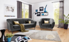 Trojmiestna pohovka Olivio, stredne šedá zamatová látka