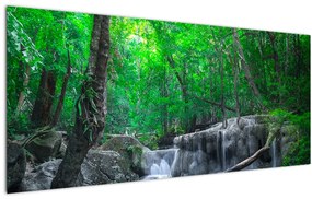 Obraz - Vodopád Erawan, Kanchanaburi, Thajsko (120x50 cm)