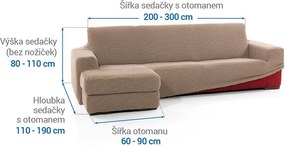 Super strečové poťahy NIAGARA oriešková sedačka s otomanom vľavo (š. 200 - 300 cm)