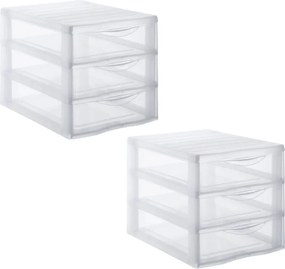 SUNDIS 2. akosť - Úložný box s 3 zásuvkami, transparentný, ORGAMIX A4 3T