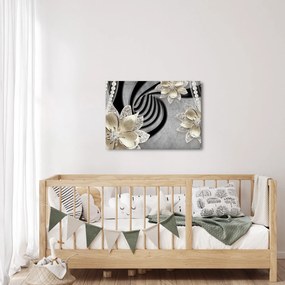 Obraz - 3D zlaté kvety (70x50 cm)