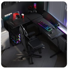 Rohový PC stolík Hyperion 6.0 (čierna + viacfarebná) (s LED osvetlením). Akcia -20%. Vlastná spoľahlivá doprava až k Vám domov. 1087515