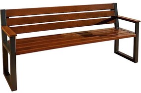 Moderná lavica s operadlom a opierkami palisander