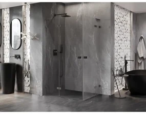 Mexen Lunar, L Duo výklopný sprchový kút 115 x 95 cm, 8mm číre sklo, grafitový profil, 834L-115L-095P-95-00
