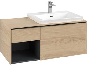 VILLEROY &amp; BOCH Subway 3.0 závesná skrinka pod umývadlo (umývadlo vpravo), 2 zásuvky + regálový prvok, 1001 x 516 x 422,5 mm, Nordic Oak, C57101VJ