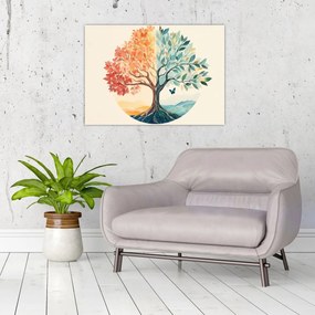 Obraz – Duálny strom s motýľom (70x50 cm)