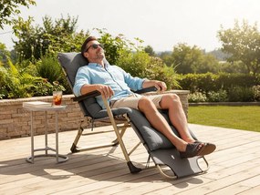 CH Záhradné skladacie relaxačné kreslo s vankúšom Zero V - tmavosivá