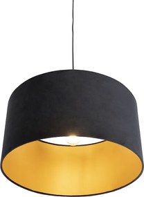 Závesné svietidlo s čiernym zamatovým tienidlom so zlatom 50 cm - Combi