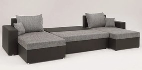 Sedacia súprava Rumba, tvar U, čierna ekokoža/melírová tkanina