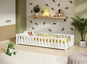 Detská Montessori posteľ z masívu borovice VILEM - 160x80 cm - BIELA