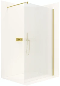 CERANO - Sprchová zástena Walk-in Onyx Ľ/P - guľatá vzpera - zlatá kartáčovaná, ryhované sklo - 110x200 cm, CER-CER-8050BD329