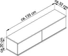 Závesná TV skrinka Orfeo, 135 cm, biela/zlatá