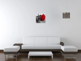 Gario Obraz s hodinami Červená ruža Rozmery: 100 x 40 cm