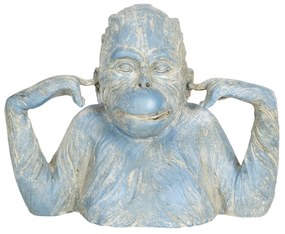 Modro-krémová dekorácie opice Singe - 24 * 11 * 19 cm