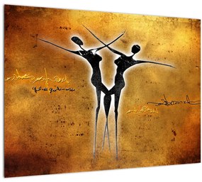 Sklenený obraz maľby tanečného páru (70x50 cm)