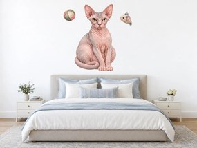 Bezsrstá mačka sphynx pastelové akvarelové nálepky na stenu pre milovníkov mačiek arch 31 x 46 cm