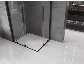 Mexen Velar Duo, sprchový kút s posuvnými dverami 90(dvere) x 80(dvere) cm, 8mm číre sklo, čierny matný profil, 871-090-080-02-70