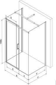 Mexen Omega, 3-stenný sprchovací kút s posuvnými dverami 100 (dvere) x 80 (stena) cm, 8mm číre sklo, chrómový profil, 825-100-080-01-00-3S