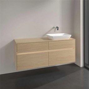 VILLEROY &amp; BOCH Collaro závesná skrinka pod umývadlo na dosku (umývadlo vpravo), 4 zásuvky, s LED osvetlením, 1400 x 500 x 548 mm, Nordic Oak, C118B0VJ